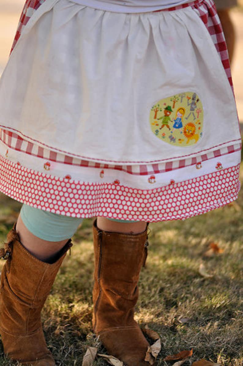 Includes matching doll skirt Evelyn Apron Twirl Skirt PDF Sewing Pattern Instructions for Girls 2T 10, ruffles, bunny sewing pdf pattern image 10