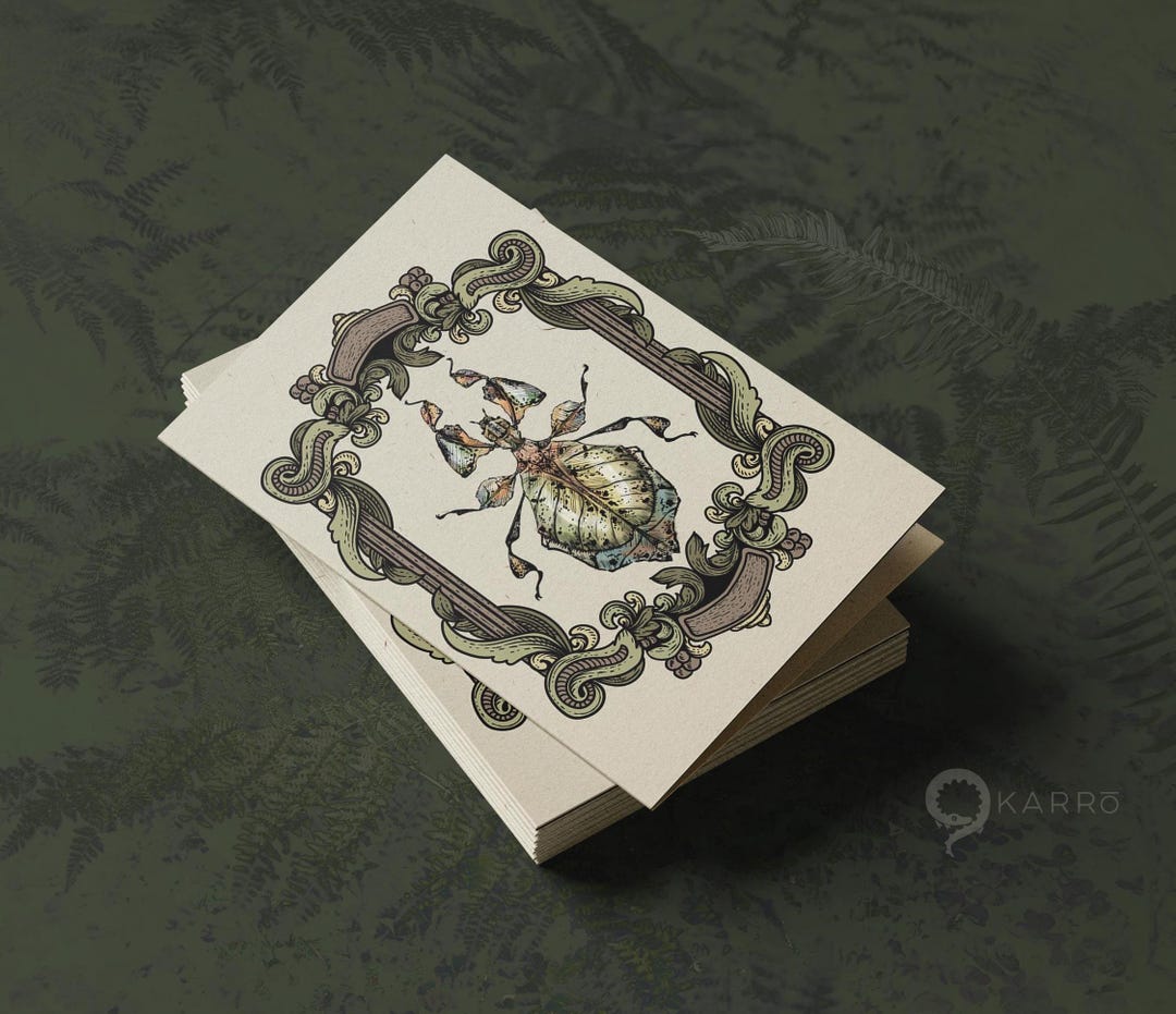 Vintage Leaf Insect Cards - Etsy