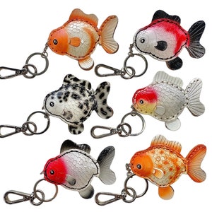 Goldfish Keychain Handmade Genuine Leather, Keychain for Men and Women,  Fish Keychain, Handmade Keychain, Genuine Leather Keychain