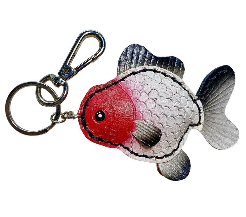 Goldfish Keychain Handmade Genuine Leather, Keychain for Men and Women ...