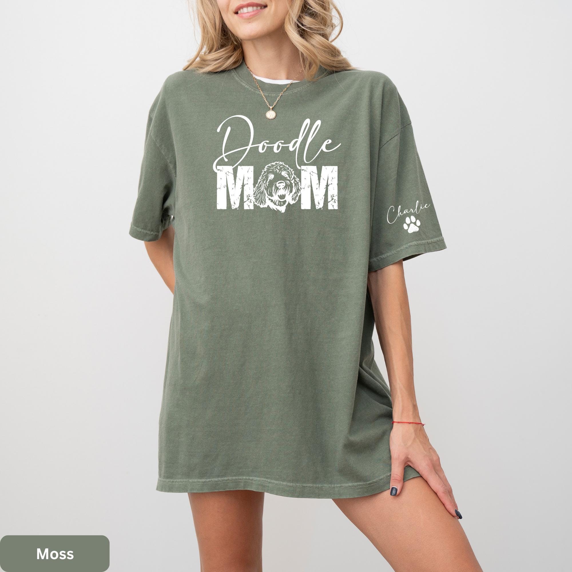 Custom Doodle Mom Shirt: Personalized Goldendoodle Name on Sleeve ...