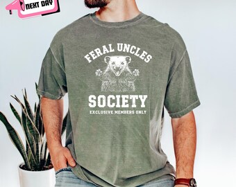 Comfort Colors Feral Uncle Shirt: Funny Opossum Uncle Announcement Pregnancy Reveal Birthday Father's Day