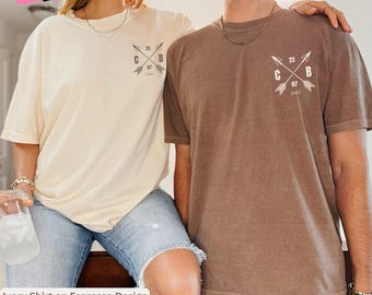 Comfort Colors Custom Couple Relationship Date Shirt: Matching Personalized Wedding Anniversary Engagement Valentine's Day Gift