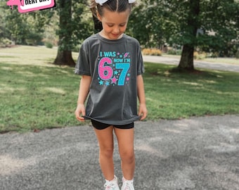 Comfort Colors Funny Girl 7th Birthday Shirt: I Was 6 Now I’m 7