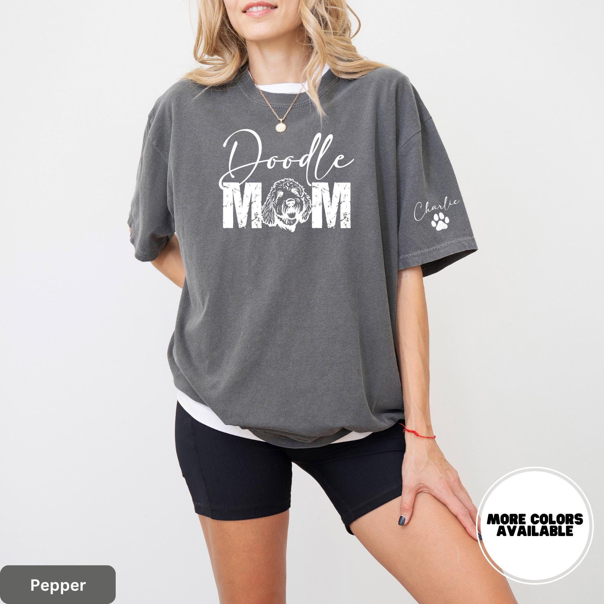 Custom Doodle Mom Shirt: Personalized Goldendoodle Name on Sleeve ...