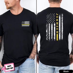 Comfort Colors Custom 911 Dispatcher Shirt, Thin Gold Line Dispatcher Flag 911 Dispatcher Week Gift for Dispatcher Operator Telecommunicator