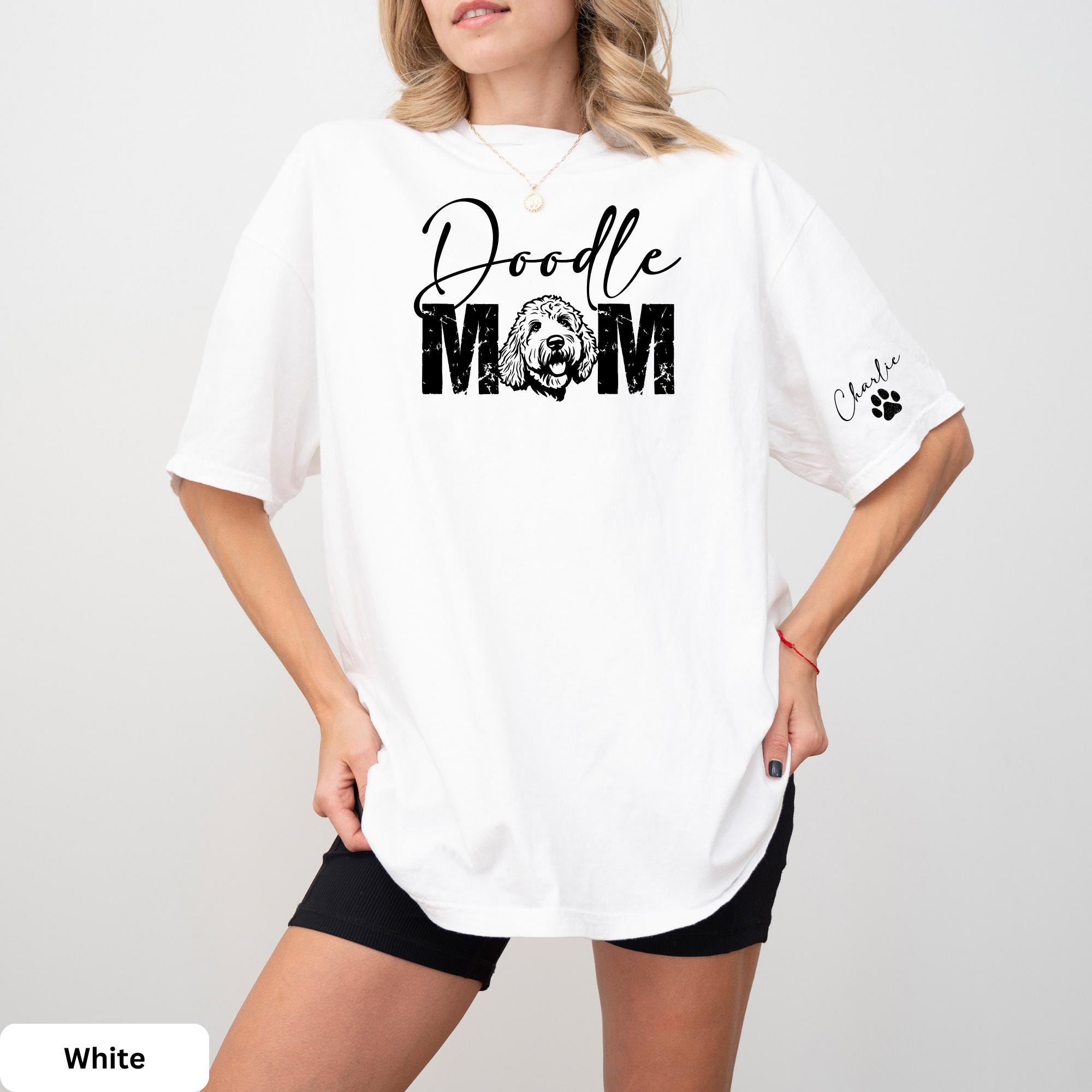 Custom Doodle Mom Shirt: Personalized Goldendoodle Name on Sleeve ...
