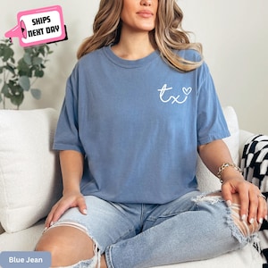Comfort Colors Texas Love Shirt Women Cute Minimalist Texas Pocket Heart TX America US State Texas Gift for Patriotic Texan Texas Citizen