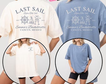 Comfort Colors Last Sail Before the Veil Custom Beach Bachelorette Party Shirts Coastal Summer Bridal Party Gift for Bride To be Bridesmaids