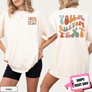 Comfort Colors Retro Custom Wavy Text Shirt Cute Personalized Groovy Wavy Font Design Custom Quote Print Your Text Here Gift for Girls Women