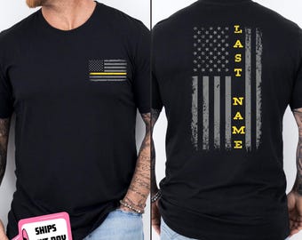 Custom 911 Dispatcher Shirt Thin Gold Line Dispatcher Flag 911 Dispatcher Week Gift for Dispatcher Operator Telecommunicator
