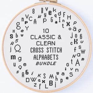 10 Small & Medium Print Cross Stitch Alphabets Bundle - Basic Fonts - PDF Patterns