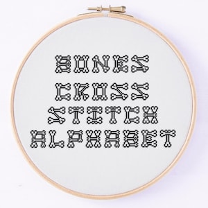 Bones - Cross Stitch Alphabet Pattern - Alphabet 11 - Decorative Halloween Horror Font