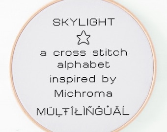 Skylight - Multilingual Cross Stitch Alphabet Pattern - Alphabet 26 - Inspired by the Michroma computer font