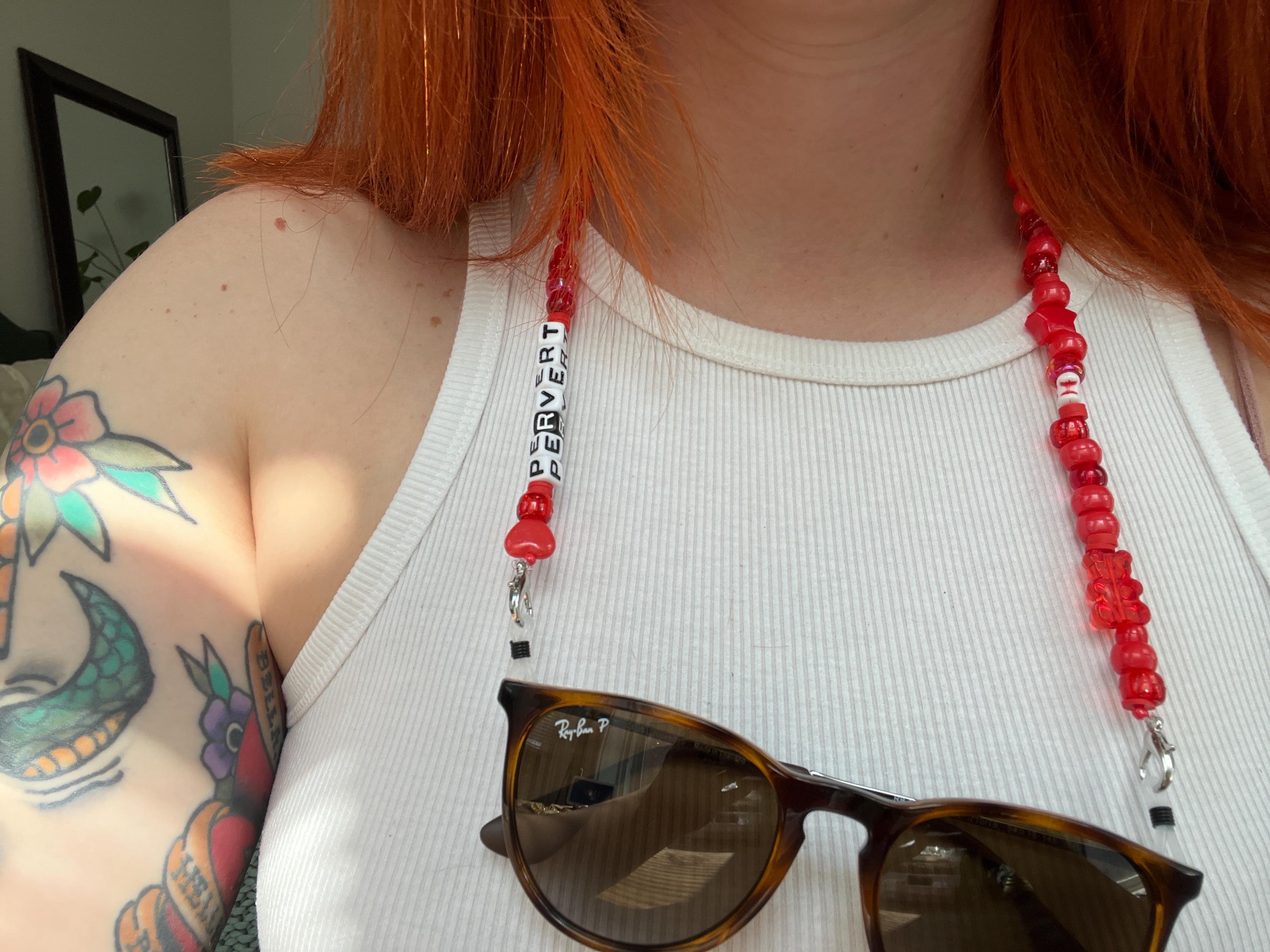 PERVERT Red Sunglasses eyeglasses Chain Beaded Jewelry Kandi Queer Artist Etsy UK
