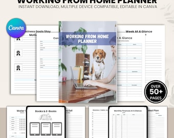 Working From Home Planner, Productivity Planner, Remote Work Organizer, Daily Planner, Office Gift, Goal Setting Tool