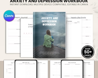 Caderno de exercícios para ansiedade e depressão, Caderno de exercícios para saúde mental, Diário de autoajuda, Caderno de exercícios para terapia, Crescimento pessoal
