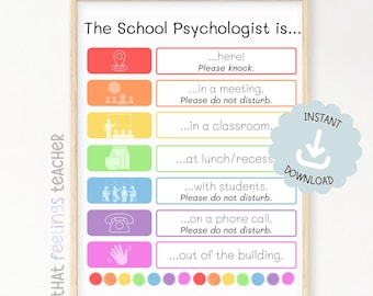 Deurbord schoolpsycholoog, waar is afdrukbaar (digitale download)