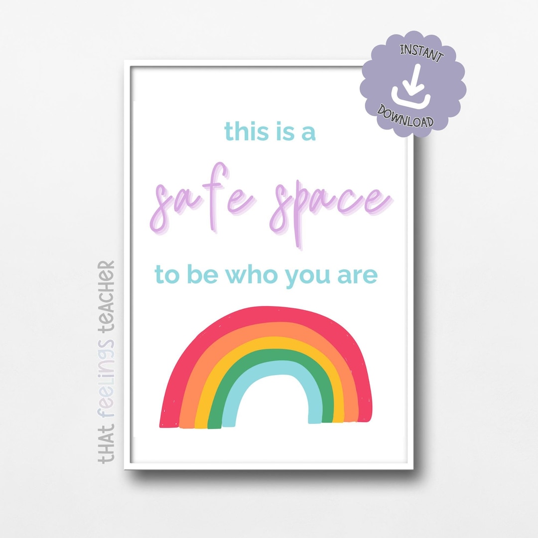 Safe Space Rainbow Print, Therapy Office Decor (digital Download) - Etsy
