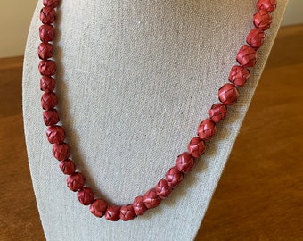 Charming red woven paper necklace
