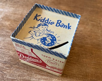 Vintage cardboard kiddie bank, Denton's Quality Milk promotion