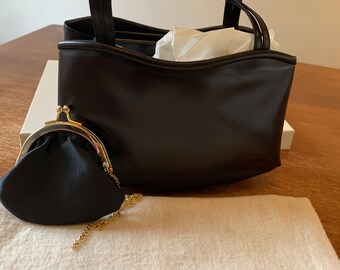 Unused Vintage Manolo Blahnik Jolly bag M in black calf leather