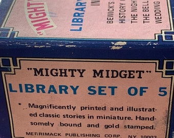 Mighty Midget Library Set of 5 Miniature Books from 1971 Children's Stories inc. Hans Christian Andersen. Uncommon and in perfect condition.