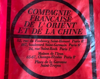 Compagnie Francaise de l'Orient et de la Chine Vintage French plastic shopping bag with carrying handle and snaps