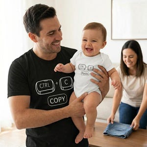Ctrl C Ctrl V Kopiëren Plakken Outfits papa en ik, eerste Vaderdagcadeau voor kersverse vader, grappige romper pasgeboren techneut