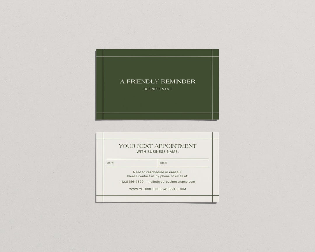 Appointment Card Template | Editable Reminder Card | 3.5x2 Inch US ...