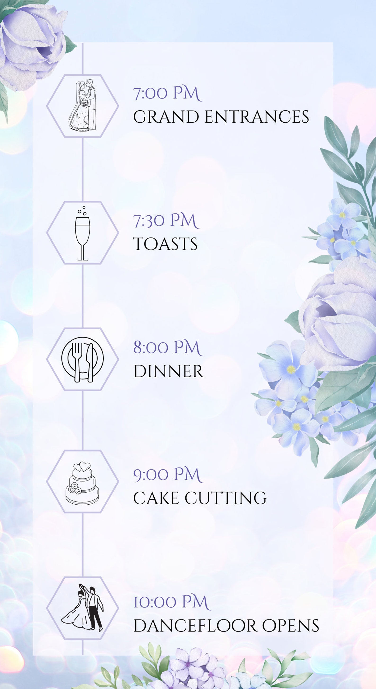 Wedding Day Itinerary, Wedding Timeline, Wedding Timeline for Wedding ...