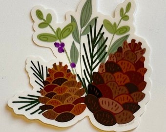 PINECONE diecut sticker - super cute!