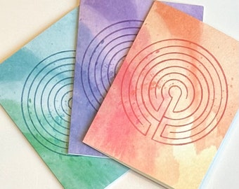 Note Card Set of 10 - Finger labyrinths - 3 colors in each package