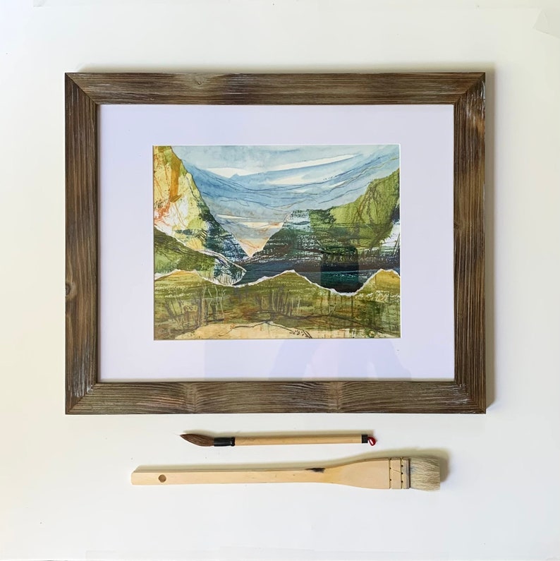 Tranquility in the Mountains, Framed Original Art Collage SALE image 3