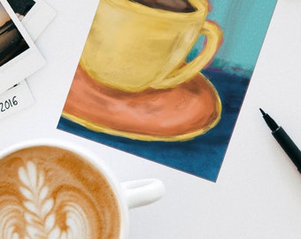 Note Card Set of 10 - COFFEE cup  (blank inside) - Charming!