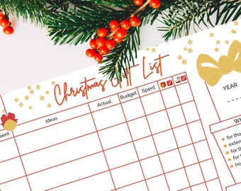 Christmas Gift List Planner - download and print!