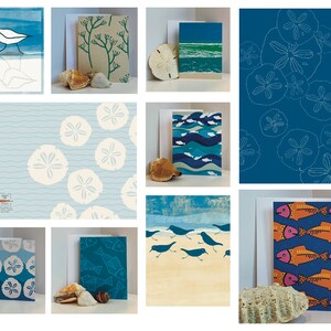 Note Card Set of 10 Beach, coastal, shore blank inside 10 different designs image 4