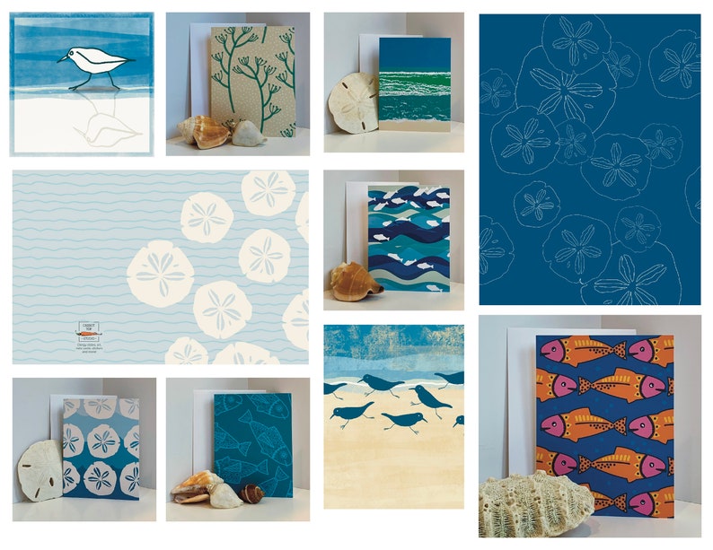 Note Card Set of 10 Beach, coastal, shore blank inside 10 different designs image 4