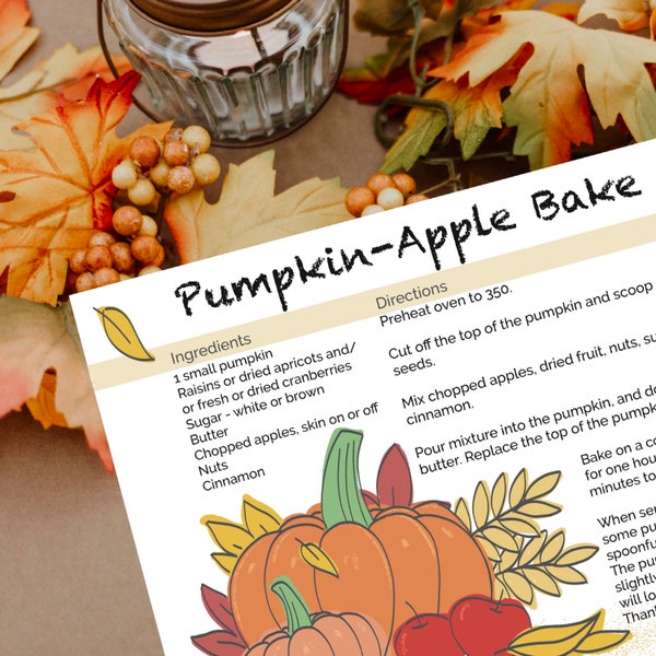 Download and PRINT Pumpkin Apple RECIPE card