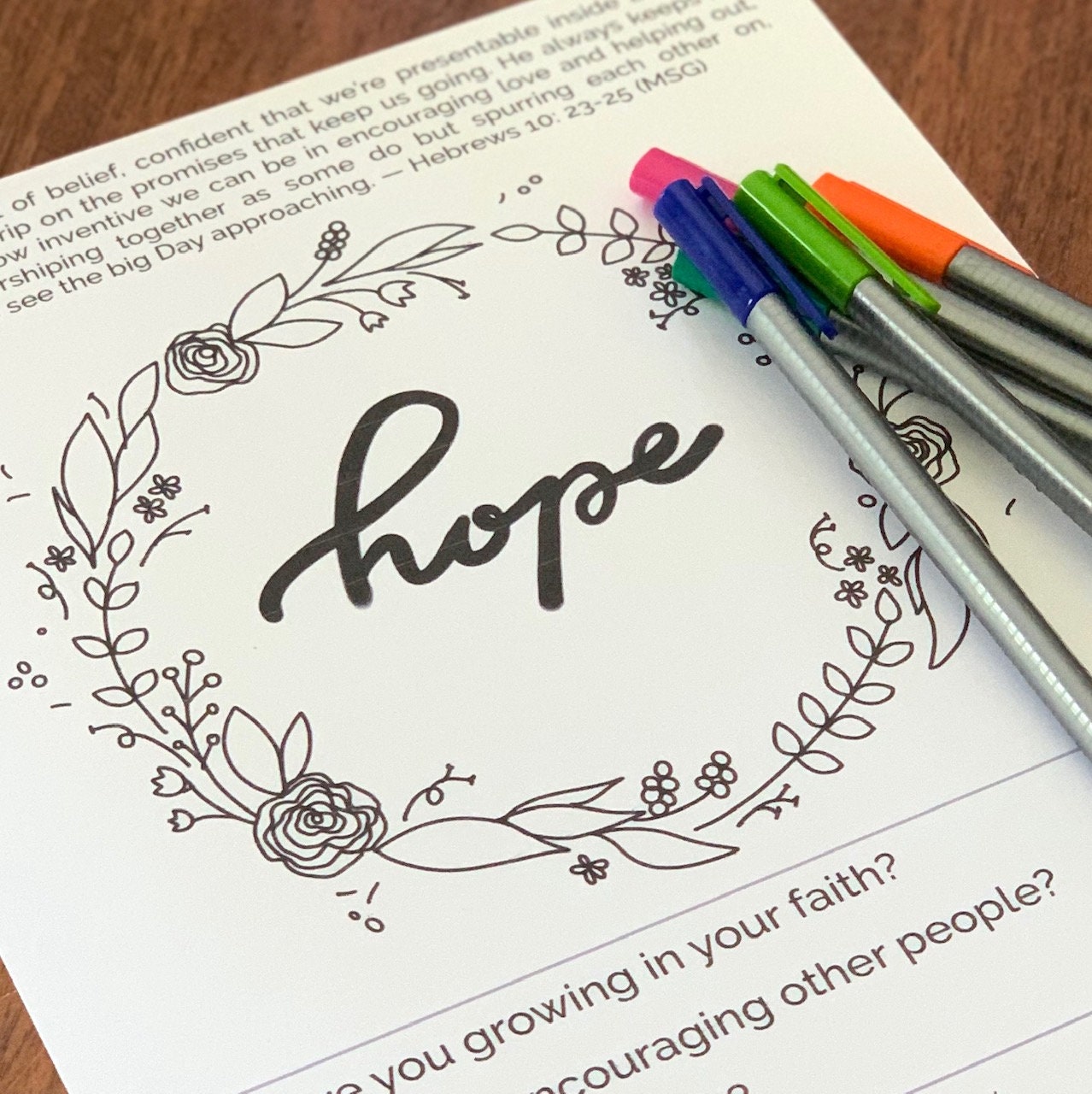 Digital Download Coloring Page HOPE | Etsy