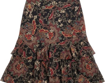Bandolino Vintage Y2K Paisley Warstwowa spódnica midi z falbaną w kwiaty Boho Sz 4