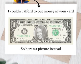 Personalized fake money birthday card funny birthday cash card milestone birthday cards 100 dollar bill customized photo money greeting card
