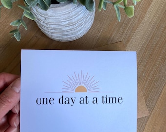 sobriety card one day at a time NA anniversary sober gift ideas clean time sobriety birthday cards AA anniversary cards clean and serene