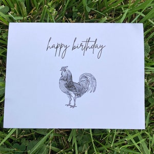 Chicken birthday card happy birthday chicken card farmhouse gift hen farmer farm animal lover minimalistic handmade unique blank card