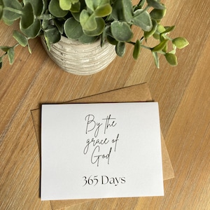 By the grace of God 1 year sober anniversary cards sobriety card one day at a time serenity prayer NA anniversary sober gift ideas clean time sobriety birthday cards AA anniversary cards