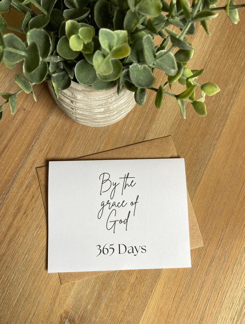 By the grace of God 1 year sober anniversary cards sobriety card one day at a time serenity prayer NA anniversary sober gift ideas clean time sobriety birthday cards AA anniversary cards