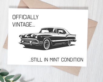 Personalized birthday car card funny birthday card over the hill card vintage card happy birthday 50 60 70 80 humorous card car lover card
