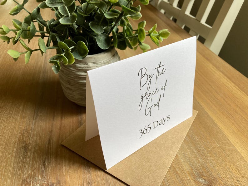 By the grace of God 1 year sober anniversary card sobriety card one day at a time serenity prayer NA anniversary sober gift ideas clean time sobriety birthday cards AA anniversary cards