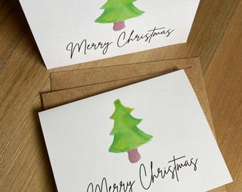 Christmas Tree, Set of 5 Hand Painted Cards - Etsy