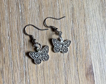 butterfly charm dangle earrings silver charm earring jewelry gift ideas
